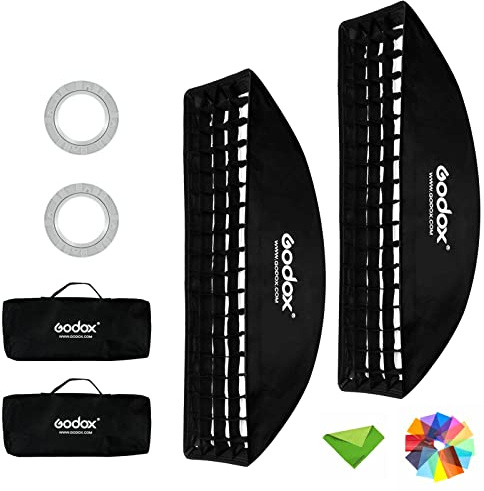 Godox 9x35 inches / 22 * 90cm Honeycomb Strip Softbox Grid Softbox & Bowens Mount Speedring Bowens Mount for Studio Strobe Flash Light Speedlight Speedlite(2PCS)