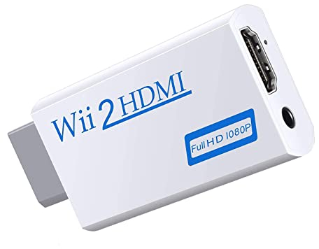 Adaptador, Convertidor De Wii A Hdmi 1080p HD con Salida De Audio, De 3,5 Mm, Compatible con Todos Los Modos De VisualizacióN para Monitor Projector TV (Blanco)
