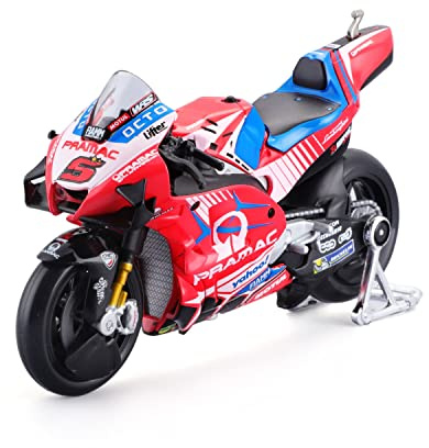 Maisto – Moto Ducati Pramac #5 Johann Zarco – Réplique miniature échelle 1/18 – MotoGP Racing 2022 – Pour enfants dès 3 ans et fans de deux-roues – 14760