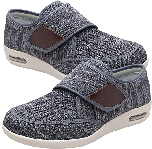 Scarpe Diabetici Uomo Estive Scarpa Sanitaria Per Uomo Edema Scarpe Gonfiabili Scarpe Da Lavoro Anziani Sneaker Antiscivolo Scarpe Da Passeggio Traspiranti Scarpe Ortopediche,Dark gray,40 EU
