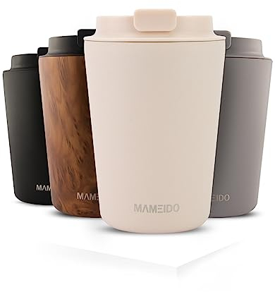 MAMEIDO Mug Isotherme 350 ml, Thermo Café étanche en acier inoxydable, Tasse Isotherme sans BPA, Mug Isotherme Cafe (Ivory Beige)