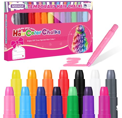 14 Colors Hair Chalk Pen Set for Girls Kids, MSDADA Temporary Hair Color Pens, Washable Hair Chalk for Teens Kids Girls Birthday St. Patrick's Day Children's Day Gifts Party Cosplay Festival Hair DIY