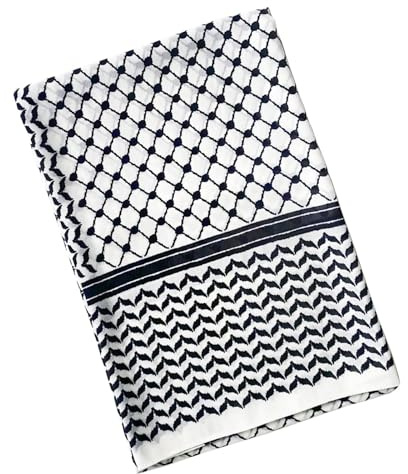 Palestina sjal arabisk , Palestina , Palestina hijab halsduk för kvinnor, ventilerande arabiska palestina huvuddukar, chiffonghalsduk Palestine , muslimskt tryckt, Svart-vitt,