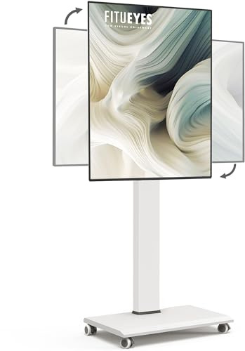 FITUEYES TV Ständer Rollbar TV Rollwagen für 32-75 Zoll Plasma/LCD/LED Fernseher-TV Bodenständer mit Rollen-Höhenverstellbar Schwenkbar bis zu 40kg VESA 600x400 mm