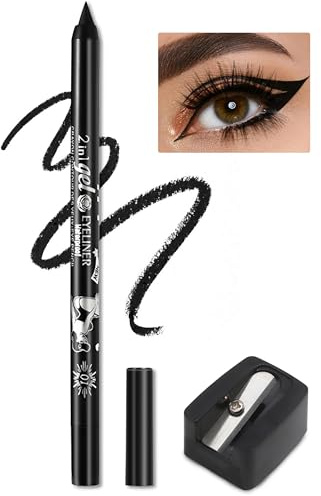 Jutqut Gel Eyeliner Matte, Schwarz Wasserfest Kajalstift, Waterproof Long Lasting Liner Stick, Glitzer Kajal Stift Wischfest, Crème Glatt Metallisch Lidschattenstift, Wasserfester Eyeliner For Women