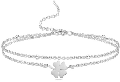 Pulsera de trébol de cuatro hojas VASSAGO para mujer, de acero inoxidable, pulsera de trébol de cuatro hojas, pulsera de eslabones de la suerte, joyería de moda, regalos para mujeres, talla única