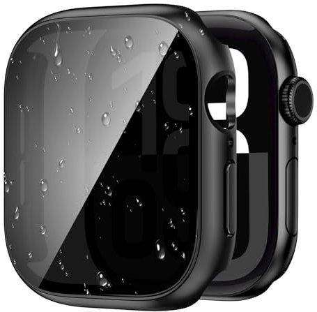 Kamita Privacy Impermeabile Custodia per Apple Watch Serie 10 46mm, Duro PC Bumper Case con Protezione Dello Schermo in Vetro Temperato Anti-spia, Antiurto Copertura Protettiva per iWatch 10 (Nero)