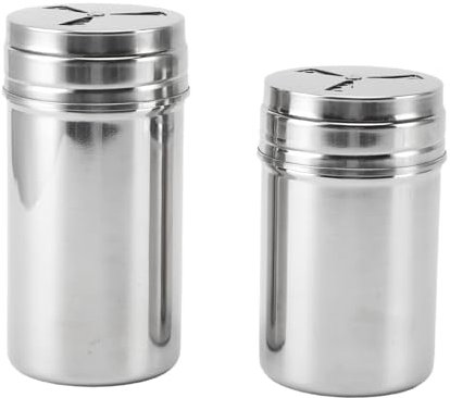 Condimenti di vetri, 2 set in acciaio inossidabile 304 con aperture regolabili di inserto setaccio a rete fine, ideali come condimenti spargitori di sale poco profondo, per (A)