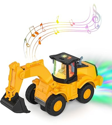 Digger toys, Tractor Toy, Digger Toys for 3+ Year Olds, Disco Digger for Boys and Girls, Toys for 3,4,5,6,7,8 Year Old Boys, Light up Digger Truck Construction Toy for Kids Christmas Birthday Gift