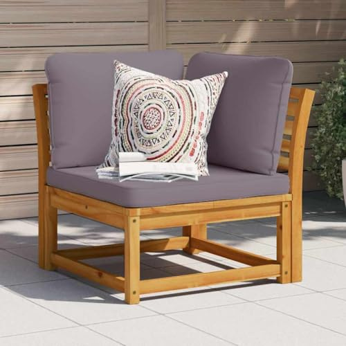 QZZCED Sofá de esquina de jardín con cojín, juego de salón para exteriores, sofá para jardín, 73 x 73 x 65 cm, madera maciza de acacia
