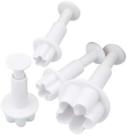 Cortador de Flores para Fondant, Juego De 4 Piezas Apto Para Lavavajillas Cortapastas Con Forma De Flor Para Galletas Y Tartas, Accesorio De Repostería Para Decorar Postres Chocolate Y , para Postres