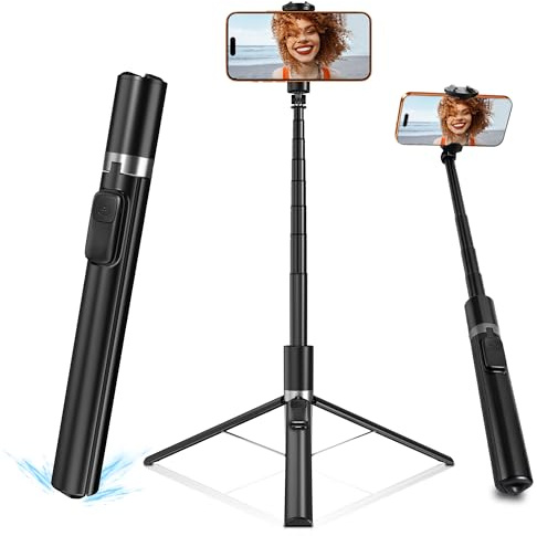 SonixForce Automatic Phone Tripod, 67’’ Auto-Deploy Selfie Stick Tripod with Remote - 360° Rotatable Extendable - Portable Phone Tripod Stand for Video Recording on iPhone Android