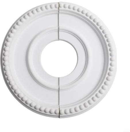 Takrosett rund delad av PU för takfläkt och lampa, dekorativ täckplatta Ø 315 mm inre Ø 100 mm, lätt, enkel montering utan borrning, vit