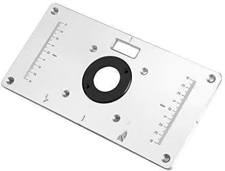 Zerodis Placa de Tabla del Router, Accesorios para Rebajadoras 9.3''x4.7''x 0.3 '' Placa de Inserción de Mesa de Enrutador de Aluminio con 4 Anillos y Tornillos para Bancos de Carpintería
