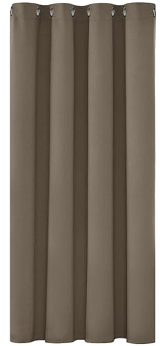 Deconovo Rideau Occultant Thermique Anti Froids à Oeillets, Rideau Désign Moderne, Taupe, Garçon Chambre Maison Salon Bureau, 132×138 CM