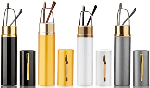 MMOWW 4 Pack Slim Pen Reading Glasses Pen Holder Men and Women Computer Readers,Portable Small Eyeglasses with Spring Hingle +2.0