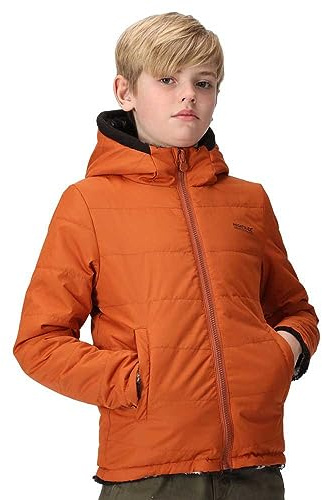Regatta Kyrell - Chaqueta reversible con aislamiento para niños, Cobre quemado/camuflaje negro, 12 Years