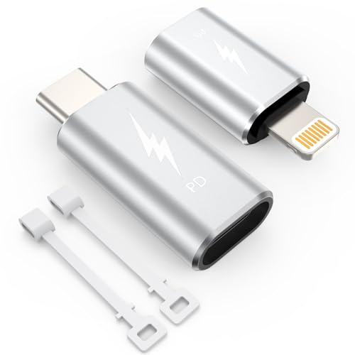 TechMatte für Lightning-auf-USB-C-Adapter + USB C-auf Lightning Adapter, Schnelles Aufladen, Kompatibel mit iPhone15 Serie/iPad/Samsung und mehr Typ-C-Geräte, Kein OTG-Gerät (1+1 Stück)