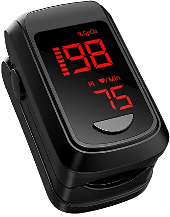 Sauerstoffsättigung Messgerät Finger,HOLFENRY Pulsoximeter für die Messung des Pulses und der Sauerstoffsättigung am Finger(Schwarz)