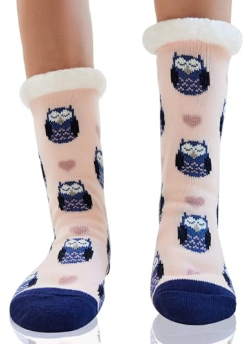 WYTartist Gosiga sockor för kvinnor, fluffiga varma hemmastrumpor, halkfria strumptofflor, tjocka strumpor för vinter, sängstrumpor med ABS-sula, One Size