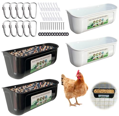 4 Stück Geflügel Futterautomat, Futterautomat, Hängende Hühnerfutterrutsche, Tränke im Set Hühnertränke Futterspender Wassertränke, für Geflügel Hühner Küken Gänse Enten
