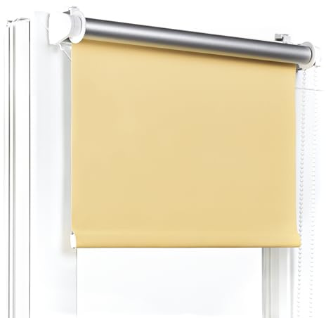 Fenster DEKOR - Rollos Für Fenster Ohne Bohren Gelb - Verdunkelungsrollo B55 x H120 cm - Klemmrollo Verdunkelung - Fensterrollo Für Balkontüren - Verdunklungsrollo Leicht Zu Installieren - Klemmfix