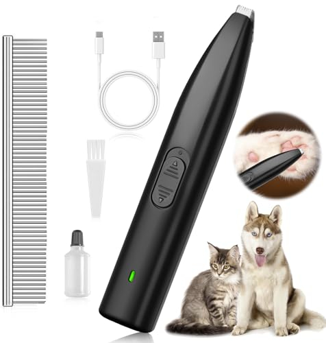Pfotentrimmer für Hunde, Hundeschermaschine Leise Hundepfoten Trimmer, USB Wiederaufladbar, Pfoten Rasierer für Hunde Katzen, Pfoten, Augen, Ohren, Gesicht, Körper