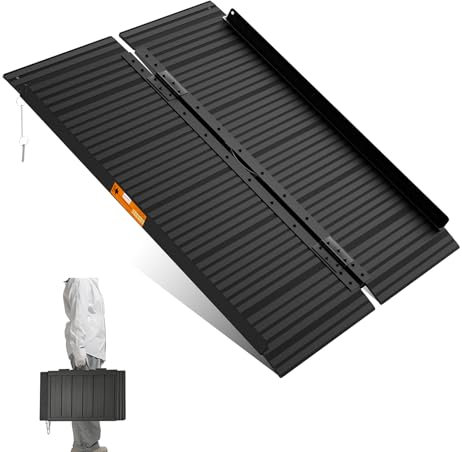 gardhom Rollstuhlrampe Klappbar, Rollstuhlrampe für Treppen 122 * 72cm, 362kg LadekapazitäT Anti-Rutsch