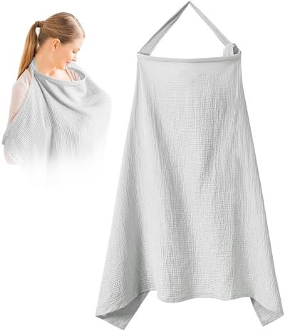 Stilltuch, Stilltuch für Unterwegs, Weicher Und Atmungsaktiver Stillschal Stilltuch StillschüRze Musselin-Stillbezug für Babys Nursing Cover für Unterwegs(Hellgrau)