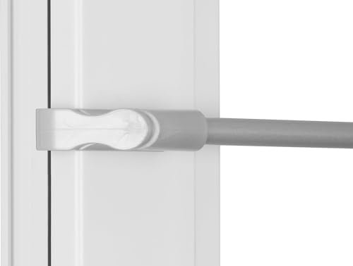 StoffTex Barra de cortina extensible, barra telescópica sin agujeros, barra de cortina ajustable para visillos, barra de cortina para cortinas de ventana y cortinas de cocina, 45 cm – 75 cm, gris