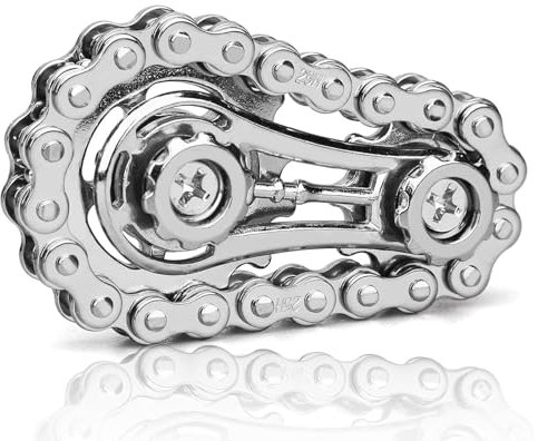 Bike Chain Fidget Toy, Sprocket Chain Fidget, Fidget Bike Chain Hand Roller, Fidget Chain Sensory Toys, Apply to Stress Relief and Fun at Work, Home, And School (Silvery)