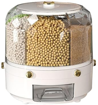 Contenitore Di Cereali - Bancone Di Grande Capacità Contaitore Di Fagioli | Contenitore Di Cereali Impilabile, Distributore Di Cereali, Organizzatore Di Riso Rotante, 6 Griglie Di Distributo