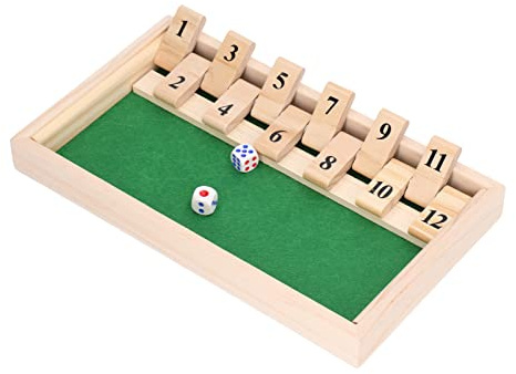 Fdit Shut the Box Dice Game, Brädspel med 12 Siffror Pine Wood med Roterande Bas för Barer KTV Tea House Classic Family Pub Entertainment