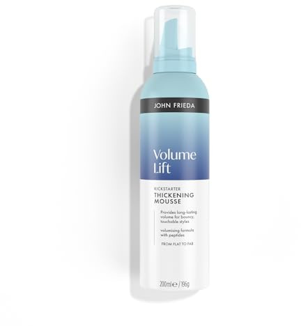 John Frieda Volume Lift Kickstarter Thickening Mousse 200ml. Fine Hair Mousse for Volumising Style and Lightweight Body