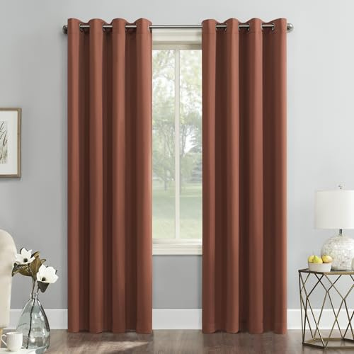 Sun Zero Soho Blackout Energy Efficient Grommet Curtain Single Panel, 54 x 84, Terracotta