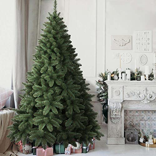 BAKAJI Albero di Natale Piccadilly King Super Folto, Molto Pieno, Rami Pino Verde, Base Ferro Croce, Altissima Qualità Rami Apribili, Montaggio Semplice, Foltissimo Decorazioni Natalizie (210 cm)