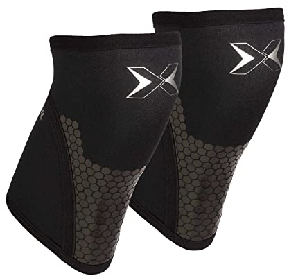 PICSIL Neopren-Knieschützer Cross Training Hex Tech, 5/7 mm, 2 Knieschützer für Kraftdreikampf und Gewichtheben, extra Unterstützung für extra Halt (M, 5mm Schwarz)