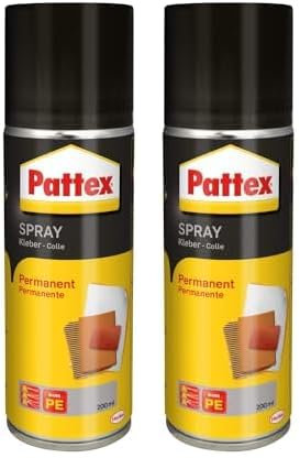 Pattex Spray colle permanente en spray, 200 ml colle transparente à haut pouvoir adhésif immédiat pour les collages permanents en intérieur (Lot de 2)