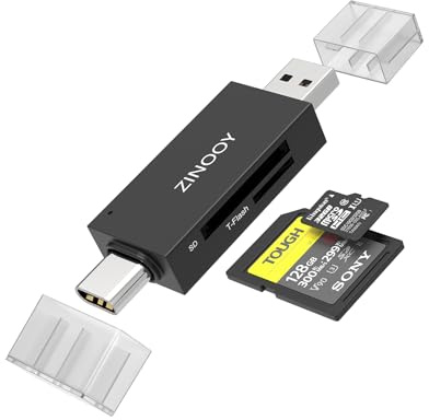 Zinnoy Lector de Tarjetas SD, USB 3.0 Adaptador Tarjetas de Memoria Soporta SDXC, SDHC, MMC, RS-MMC, Micro SDXC, Micro SDHC UHS-I, Compatible con iPhone 15, Galaxy S23, Macbook Pro, etc