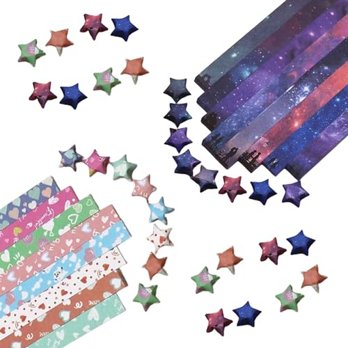 1080 Fogli Strisce di Carta per Stelle, Carta per Stelle Origami Paper Star Strips Colorata Origami Paper Stars Strisce di Lucky Stars Pieghevole Per Adulti Donne DIY Artigianato Fatti a Mano