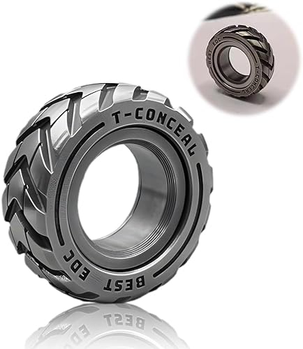 Dual Function Stainless Steel Motorcycle Tire Fidget Ring, Fidget Spinner Hochleistungs Hand Toy Metall Edelstahl Lager, Anti Stress Relief Finger Spinner Spielzeug für Erwachsene Kinder (A)