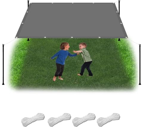 Sonnensegel tarp 2.7 x 3.7 m Wasserdicht Balkon Sichtschutz Reißfest UV-Schutz nach Mass Polyestergewebe Mit Seil Schattenspender für Außenbereich Patio, Hellgrau