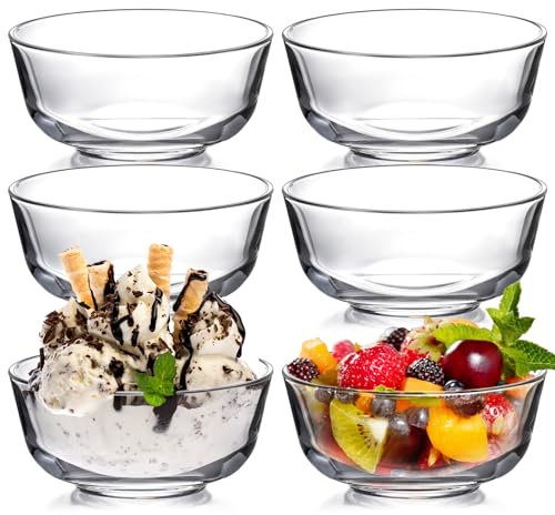 NUTRIUPS Small Glass Bowls, Glass Bowls Cooking (11.5cm-6 pcs) 6 Stück Mini Glasschüssel Set, 300ml Stapelbare Glasschalen, Dessertschalen