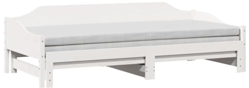 vidaXL Divano Letto con Letto Estraibile Bianco 90x190cm Massello Pino, divano letto estraibile, letto per ospiti, divano per ospiti, letto da giorno