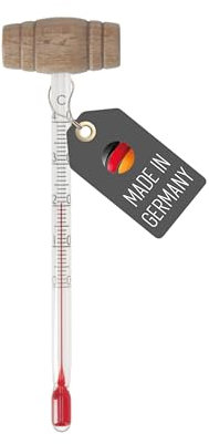 Lantelme Termometro da vino in vetro con manico in legno, indicatore di temperatura da 0 °C a 40 °C, misuratore di temperatura per bottiglia di vino, elegante e funzionale, termometro analogico Vino