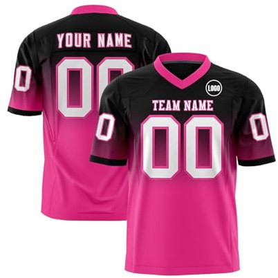 Maglia da football americano personalizzata, con nome della squadra e numero, maglietta sportiva per uomo, donna, ragazzi, Rosa acceso., S