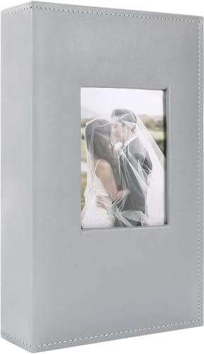 Álbum de Fotos 10x15 cm Album Fotos 300 Fotos Horizontal Cubierta de Cuero 100 Páginas Negras Gran Capacidad con Ventana Frontal para Bebé Cumpleanos Recuerdos Familiares