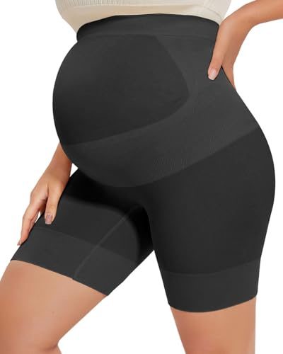 JUKOTA Culotte Grossesse Taille Haute Shorty Anti Frottement Cuisse sous Robe Short Maternité - noir/L