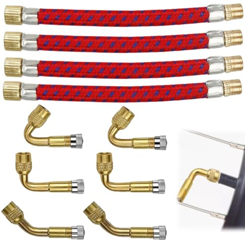 Valvole di Estensione a 90 Gradi in Rame,10pcs Prolunga Valvola Pneumatico,Prolunga Valvola Pneumatico in Gomma Flessibile,Estensione Valvola in Rame,Prolunga Valvola Pneumatici