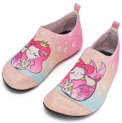 IceUnicorn Zapatillas de estar por casa para niños, transpirables, ligeras, antideslizantes, zapatos de cabaña para niños y niñas, Color rosa, 28/29 EU